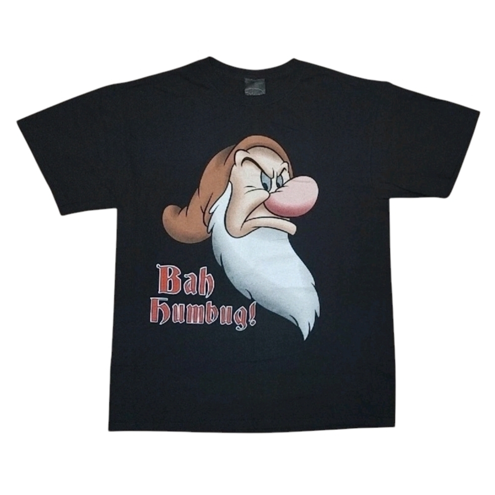 Y2K 2000s Disney Snow White Grumpy Bah Humbug Print T-Shirt Size (M)